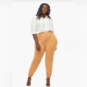JustFab Pleated Highwaisted Pant in 'Biscuit' Size XL